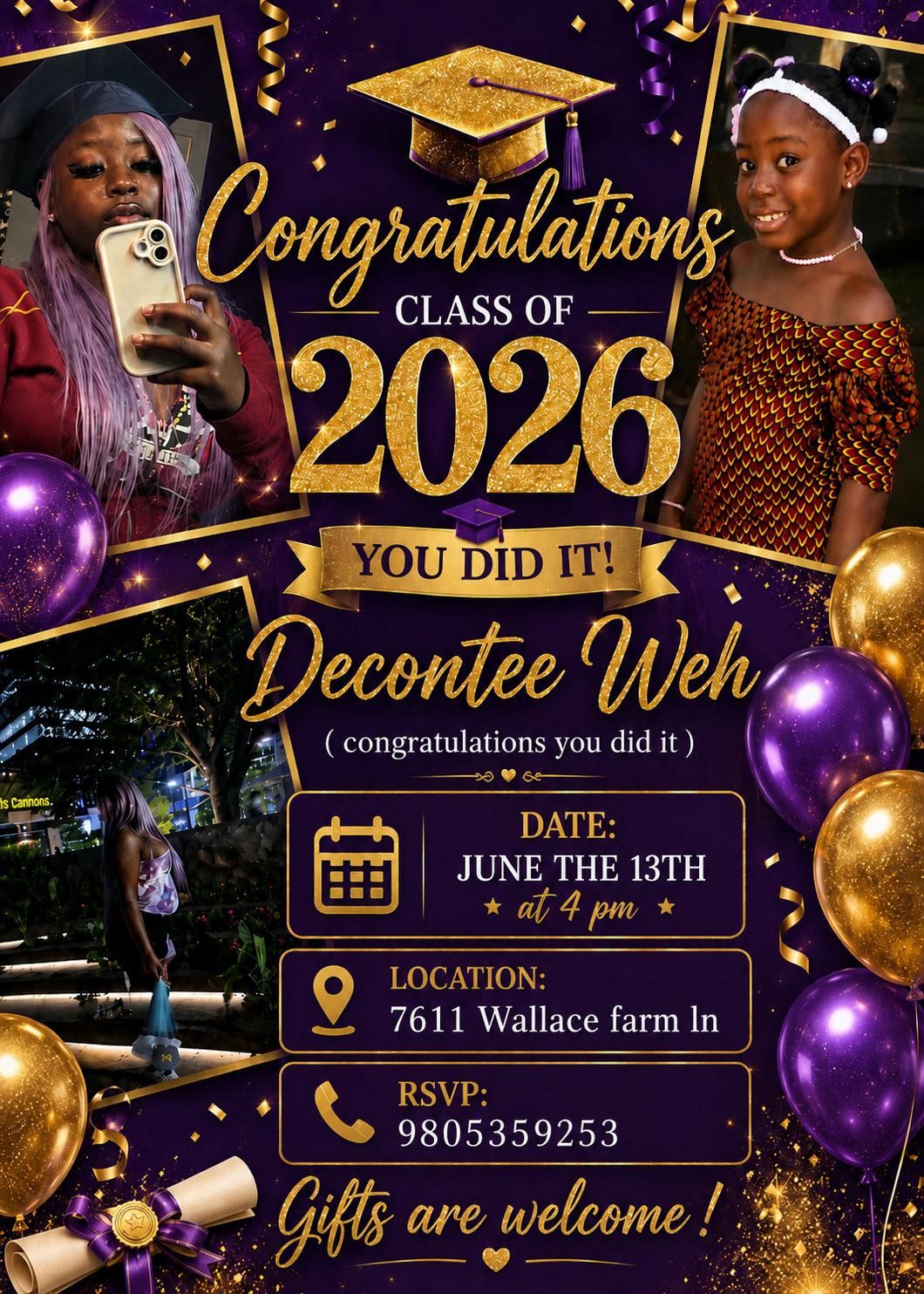 Decontee Weh — Class of 2026 flyer