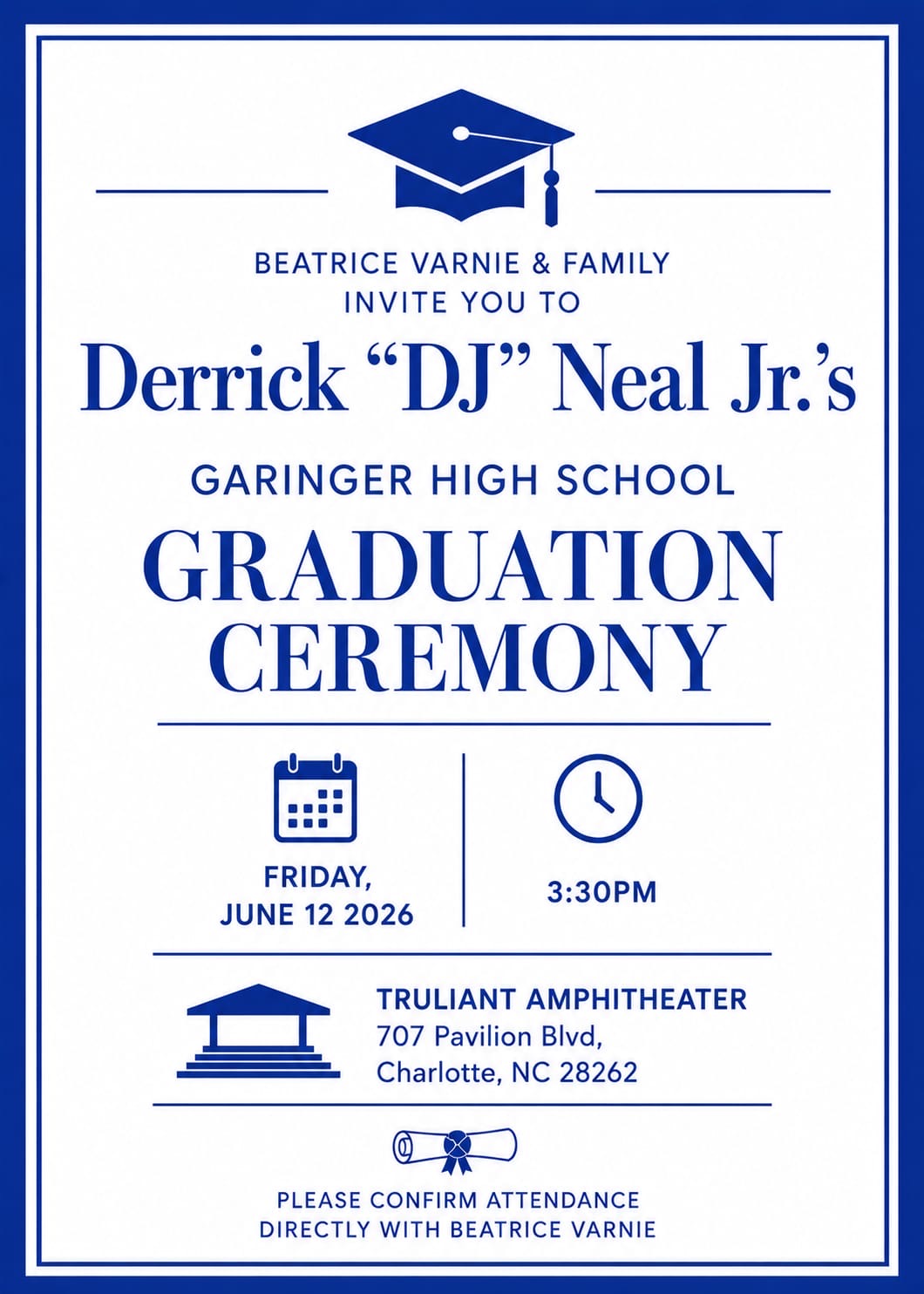 Derrick "DJ" Neal Jr.'s Graduation flyer