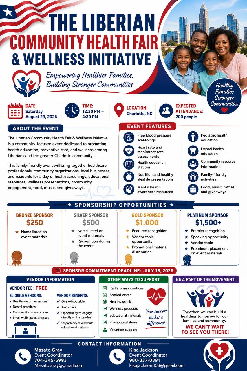 Liberian Community Health Fair & Wellness Initiative flyer