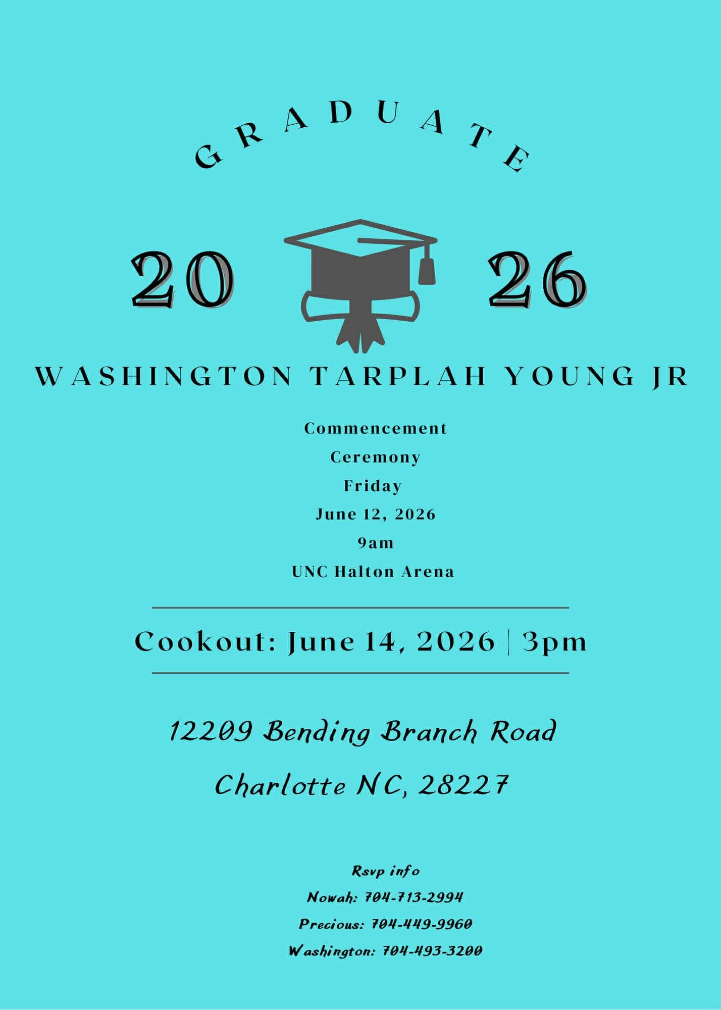 Washington Tarplah Young Jr. — Graduate 2026 flyer